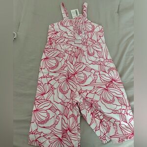 Janie and jack pant suit white and pink floral 12-18